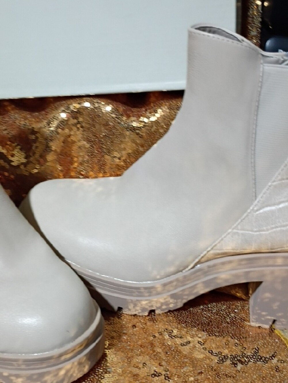 Sun + Stone Off-White/Cream Platform Chelsea Bootie - Picture 4 of 6